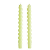 STABKERZEN (2er Set) Twisted lackiert - Hellgrün, Naturmaterialien/Paraffin (2/25/2cm) - Butlers