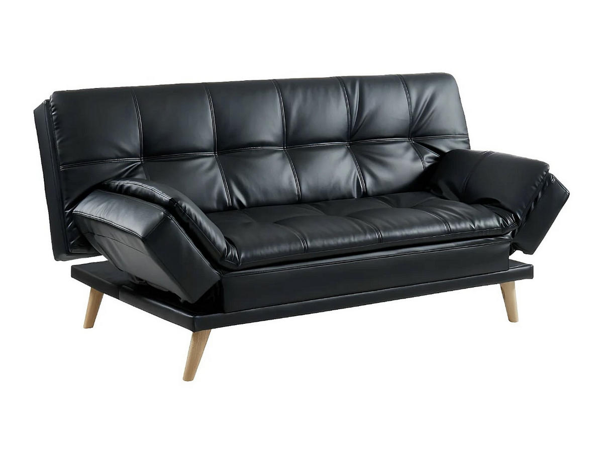 SCHLAFSOFA - 3 Personen - Kunstleder - Schwarz - - Schwarz, Leder (185/91/94cm) - Vente-Unique