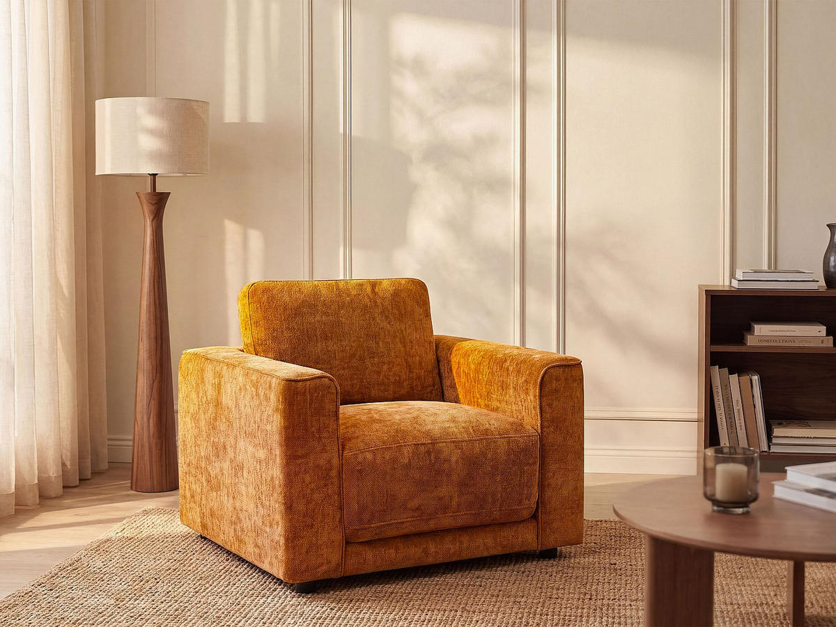 SESSEL mit gerader Rückenlehne - 1 Person - stoff - terracotta Netuso - Terracotta, Textil (101/82/89cm) - Vente-Unique