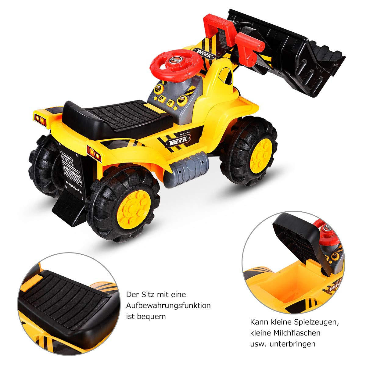 SITZBAGGER Kinderbagger Gelb - Gelb, Kunststoff (44.5/31.5/85cm) - COSTWAY