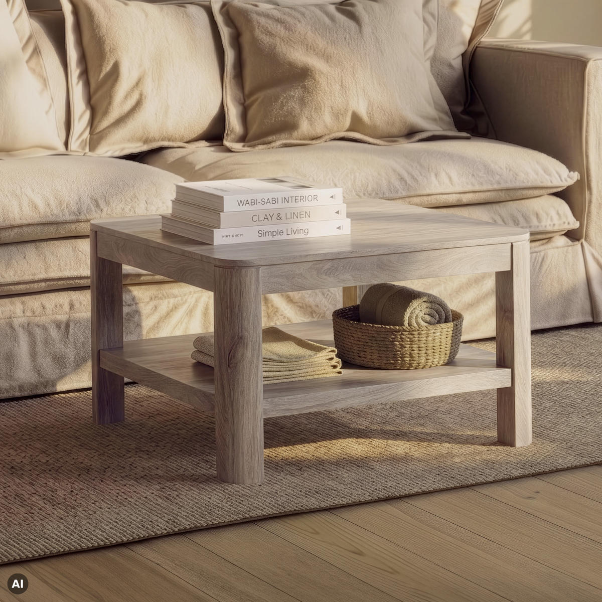 COUCHTISCH Mango 70x70x45 weiß lackiert TORONTO #306 - Weiß, Holz (70/70/45cm) - Massivmoebel24