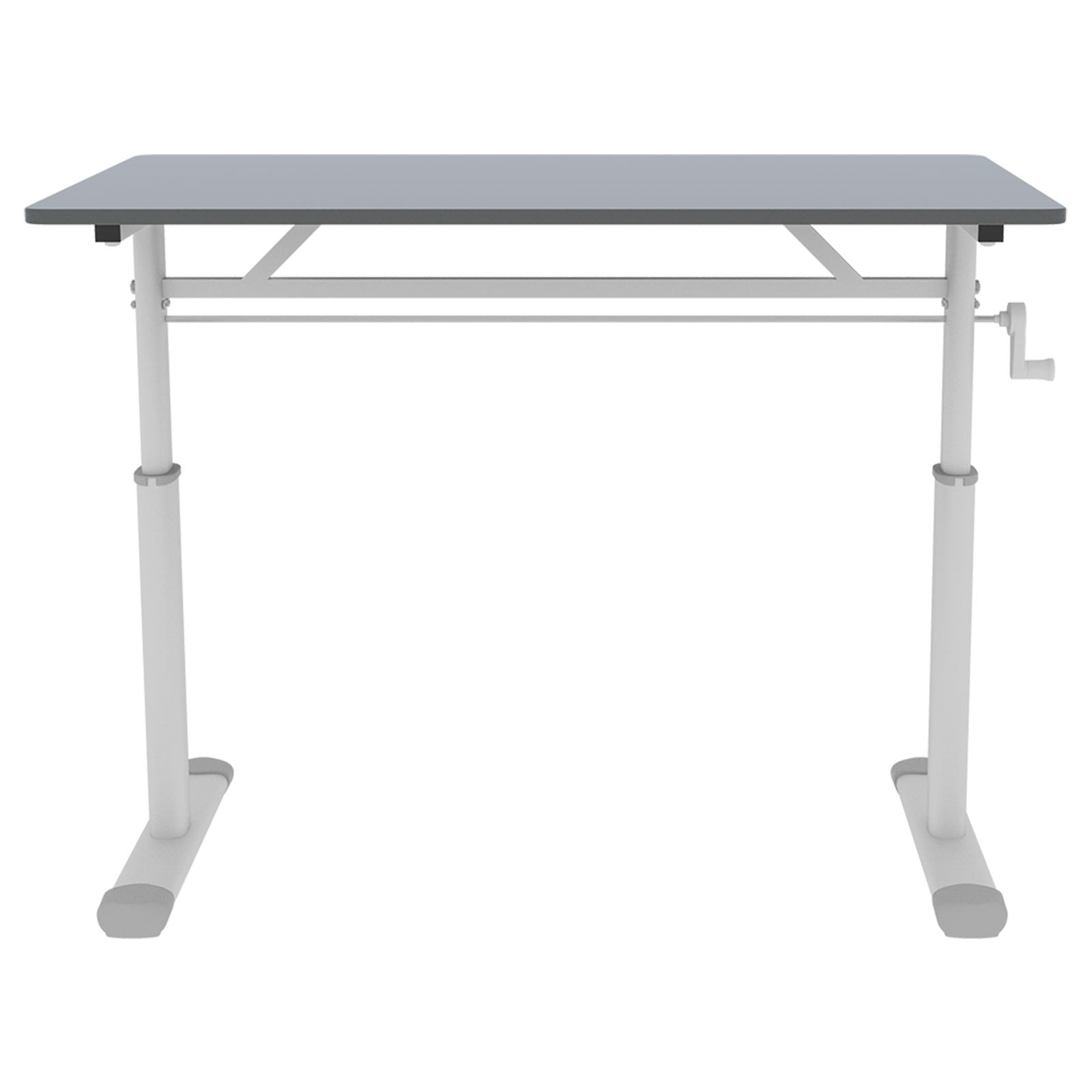 SCHREIBTISCH Grau 100/60/90 cm höhenverstellbar manuell - Grau, Metall (60/100/90cm) - PANGIVO