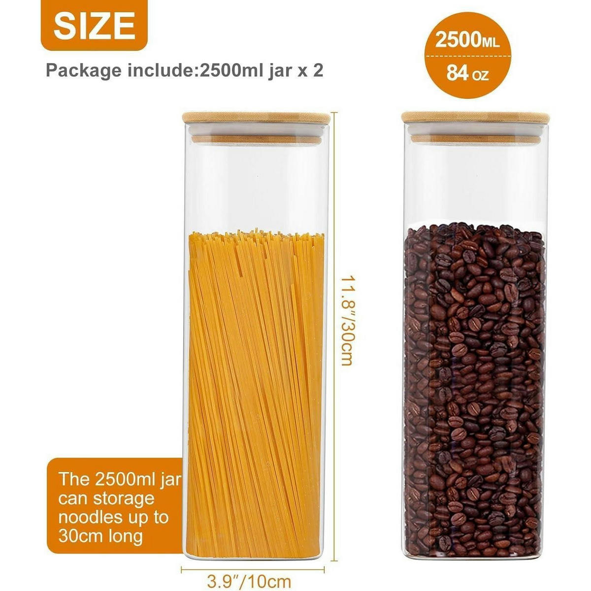 VORRATSGLAS 3-teiliges Set Glas mit Bambusdeckel - Transparent, Glas (10/30/10cm)