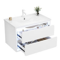 BADEZIMMERSCHRANK Hängend mit Waschbecken 76 x 46 x 48,5 cm Weiß - Weiß, Holzwerkstoff (46/58.5/76cm) - Beauniv