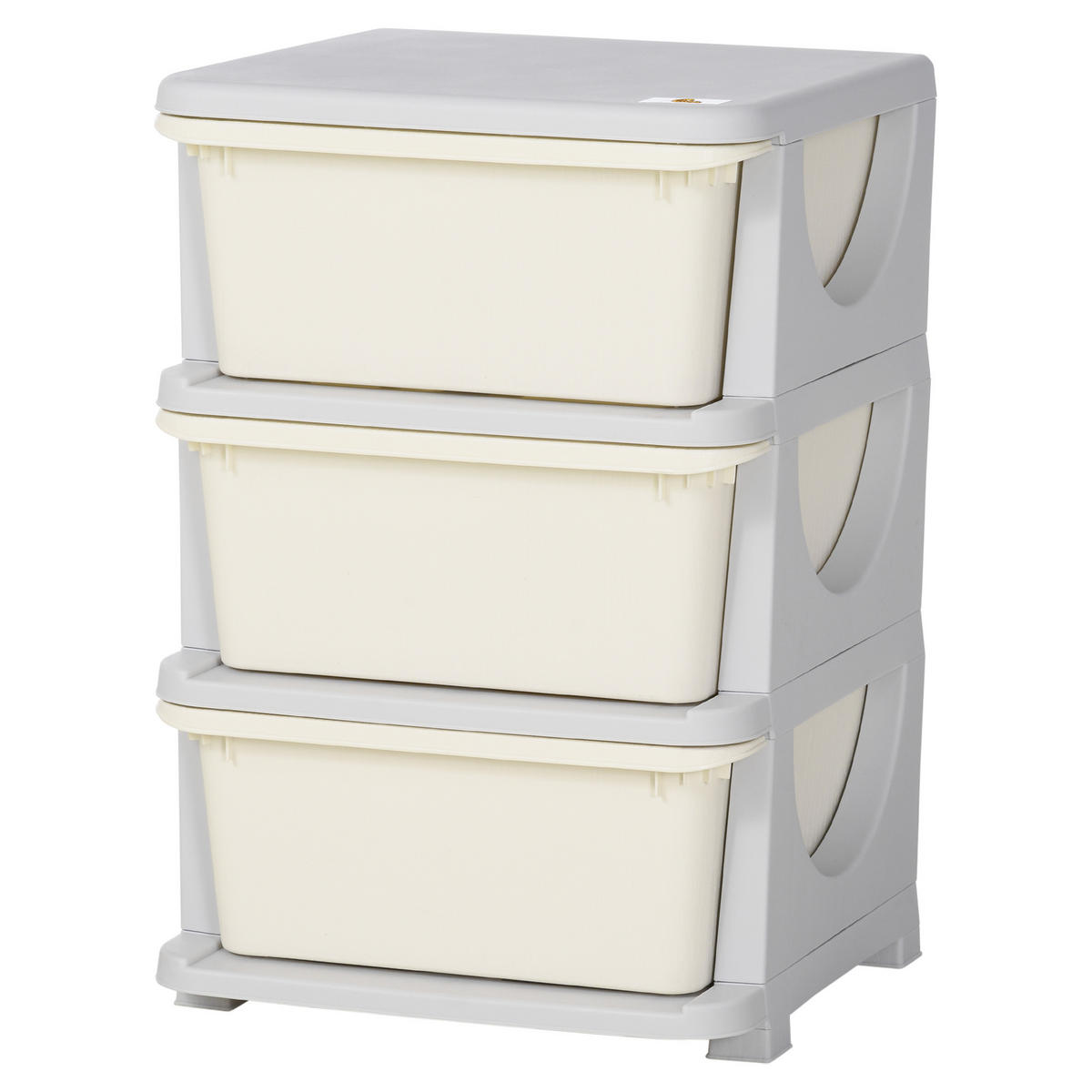 SPIELZEUGKISTE DE-09548 3 große Schubladen Cremeweiß - Creme, Kunststoff (37/37cm) - ComfortXL