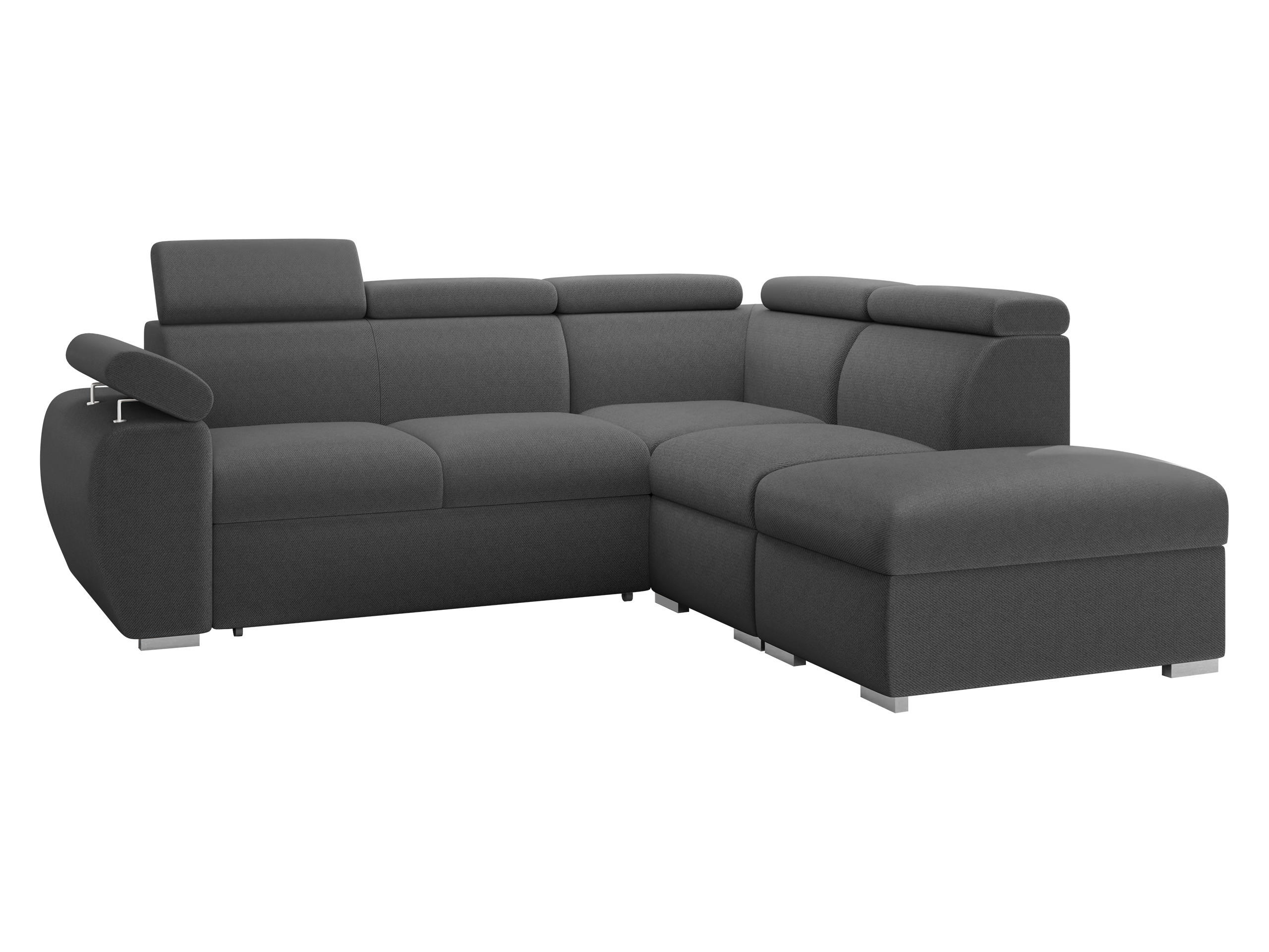 ECKSOFA Boston 2RR1P, Seite: Rechts 2R+R+1P(65)+PUFAP - Silberfarben/Grau, Holz/Textil (260/230cm) - MIRJAN24