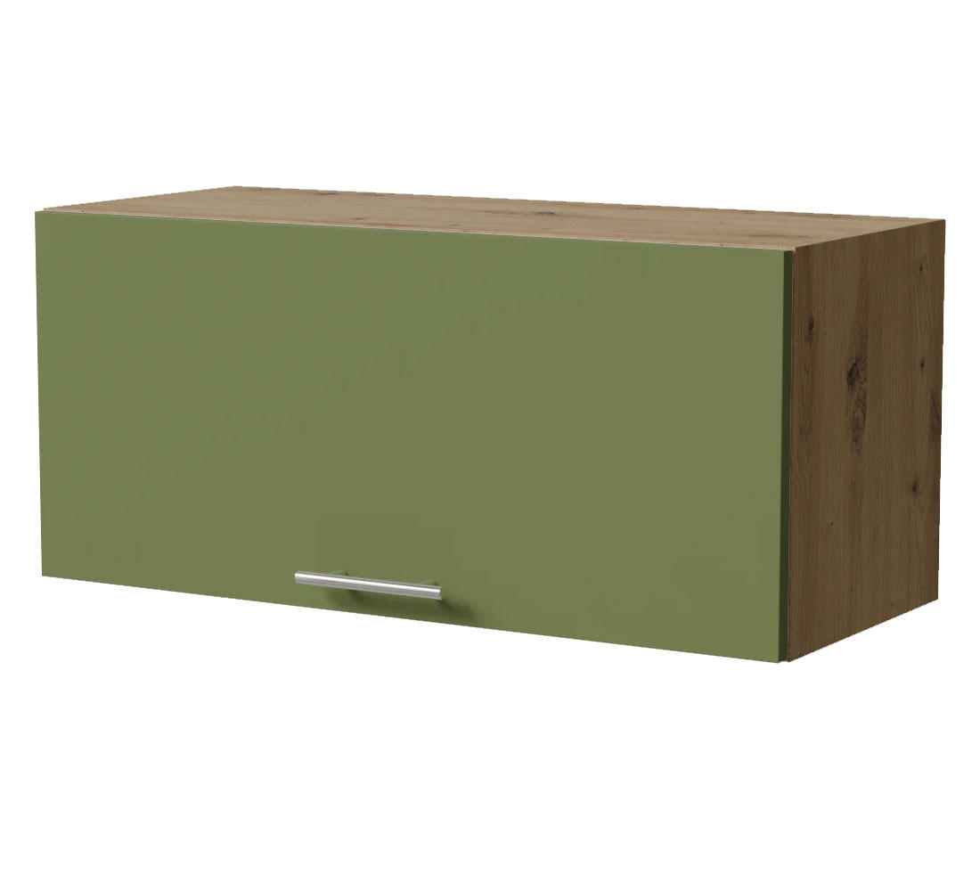 KLAPPHÄNGESCHRANK Brerra W4B/80 Eiche Artisan / RAL 6025 farngrün Matt 80 / 32,5 / 36cm mit Blum Aventos Klappenbeschlag - Eiche Artisan/Grün, Holz/Holzwerkstoff (80/36/32.5cm) - Feldmann-Wohnen