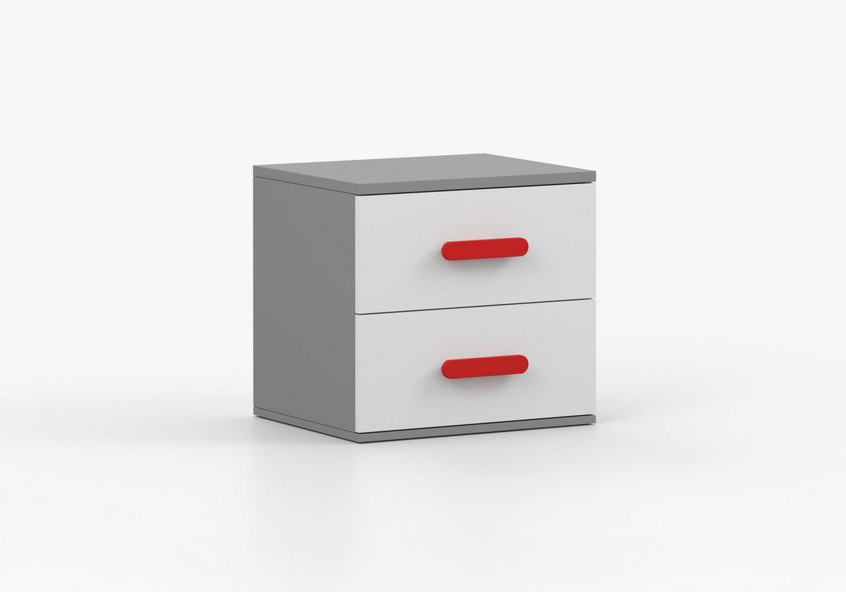 JUGENDZIMMER Elora in Grau und Weiß – 6-teiliges Set – Grifffarbe Rot - Grau, Holzwerkstoff (80/200/120cm)