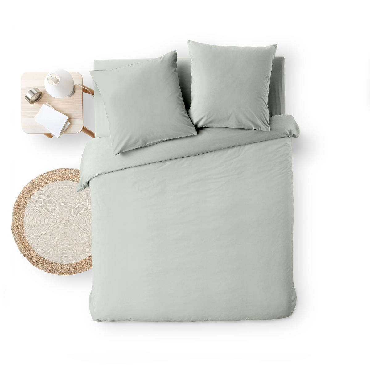 BETTWÄSCHE-SET Baumwolle Meline 240/220 cm - Grün, Naturmaterialien (220/240cm) - Douceur d´intérieur