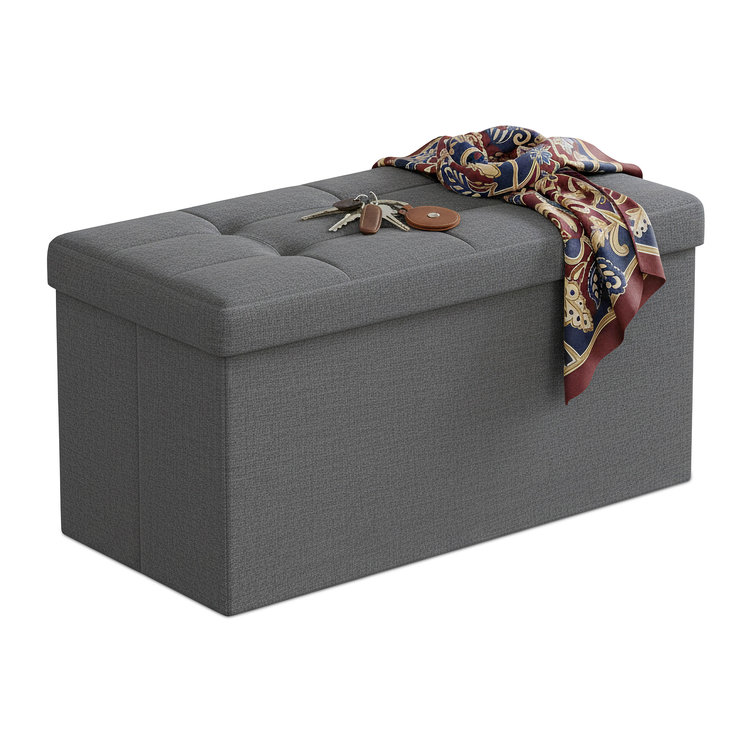 SITZBANK - Anthrazit, Holzwerkstoff/Textil (76/38/38cm) - Relaxdays