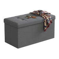 SITZBANK - Anthrazit, Holzwerkstoff/Textil (76/38/38cm) - Relaxdays