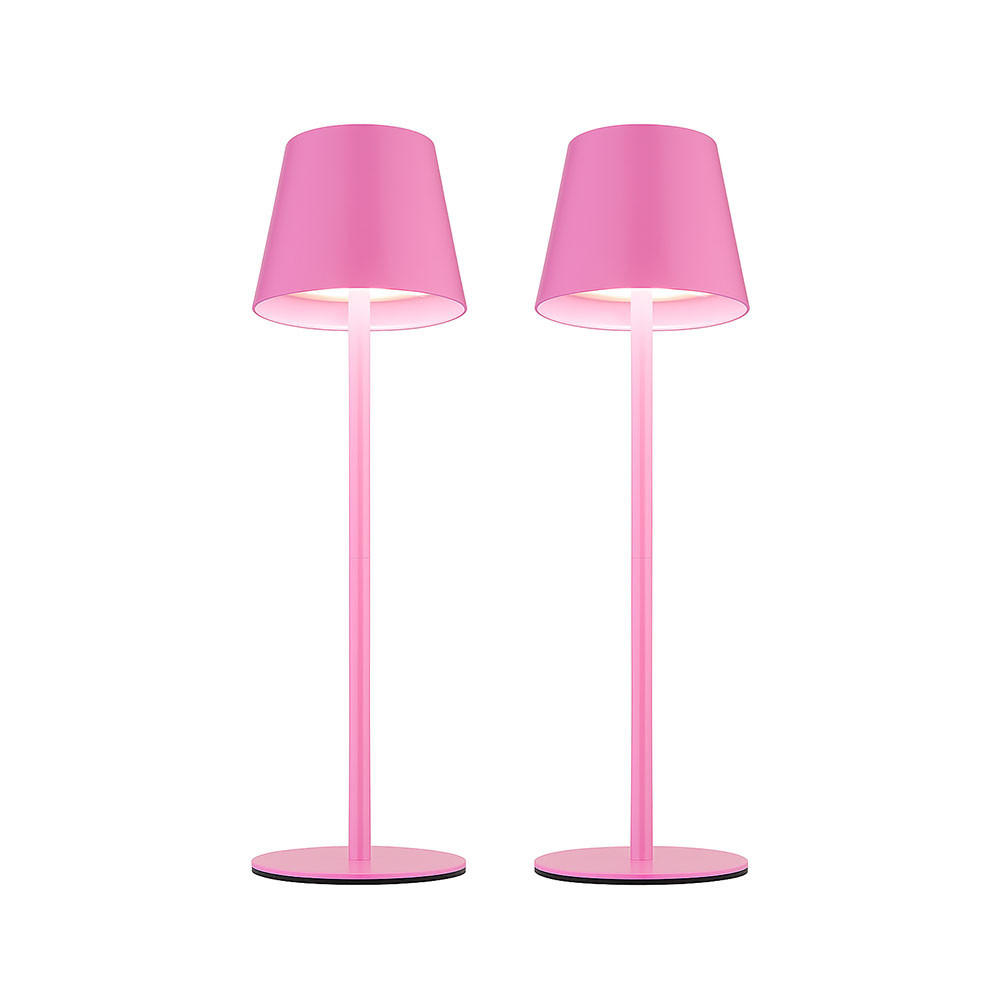 LED AUSSENLEUCHTE Vannie Rosa opal 2er Set - Rosa, Metall (11.5/11.5/36cm) - Globo Lighting