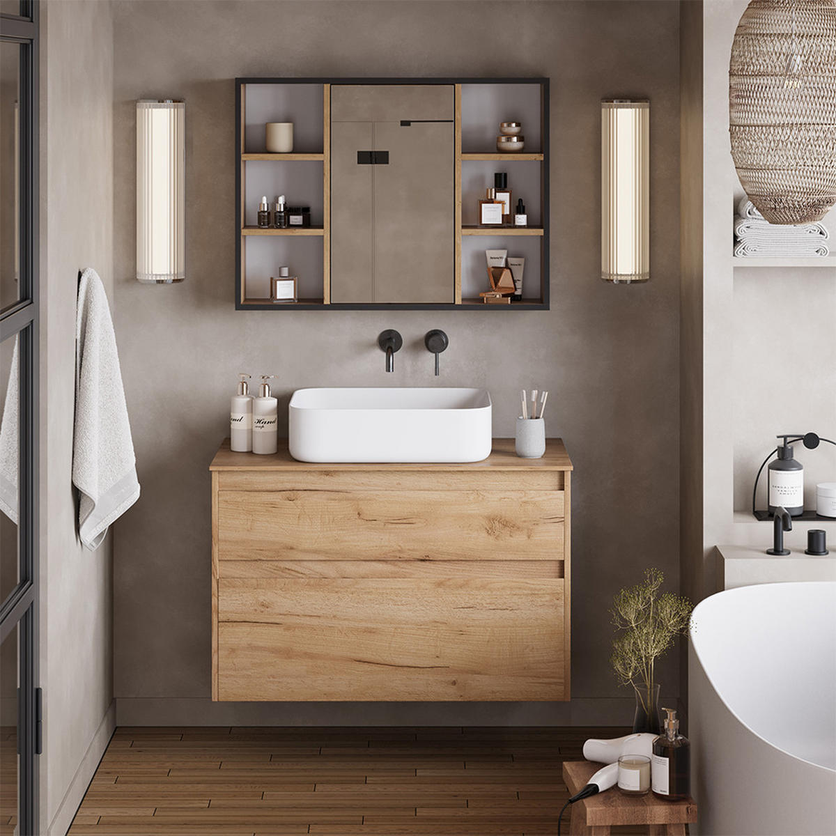 KOUPELNOVÁ ZRCADLOVÁ SKŘÍŇKA Stephan Zlatý mocný dub - medově dubová, kompozitní dřevo (80/59.2/16.8cm) - Vicco