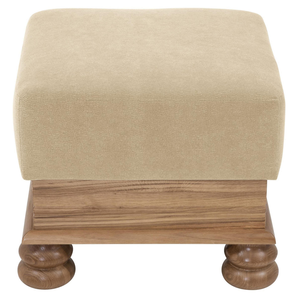 HOCKER Katlin Bezug Flockstoff Eiche rustikal P43 / sand - Sandfarben, Leder (53/45/53cm) - 58aufmkessel