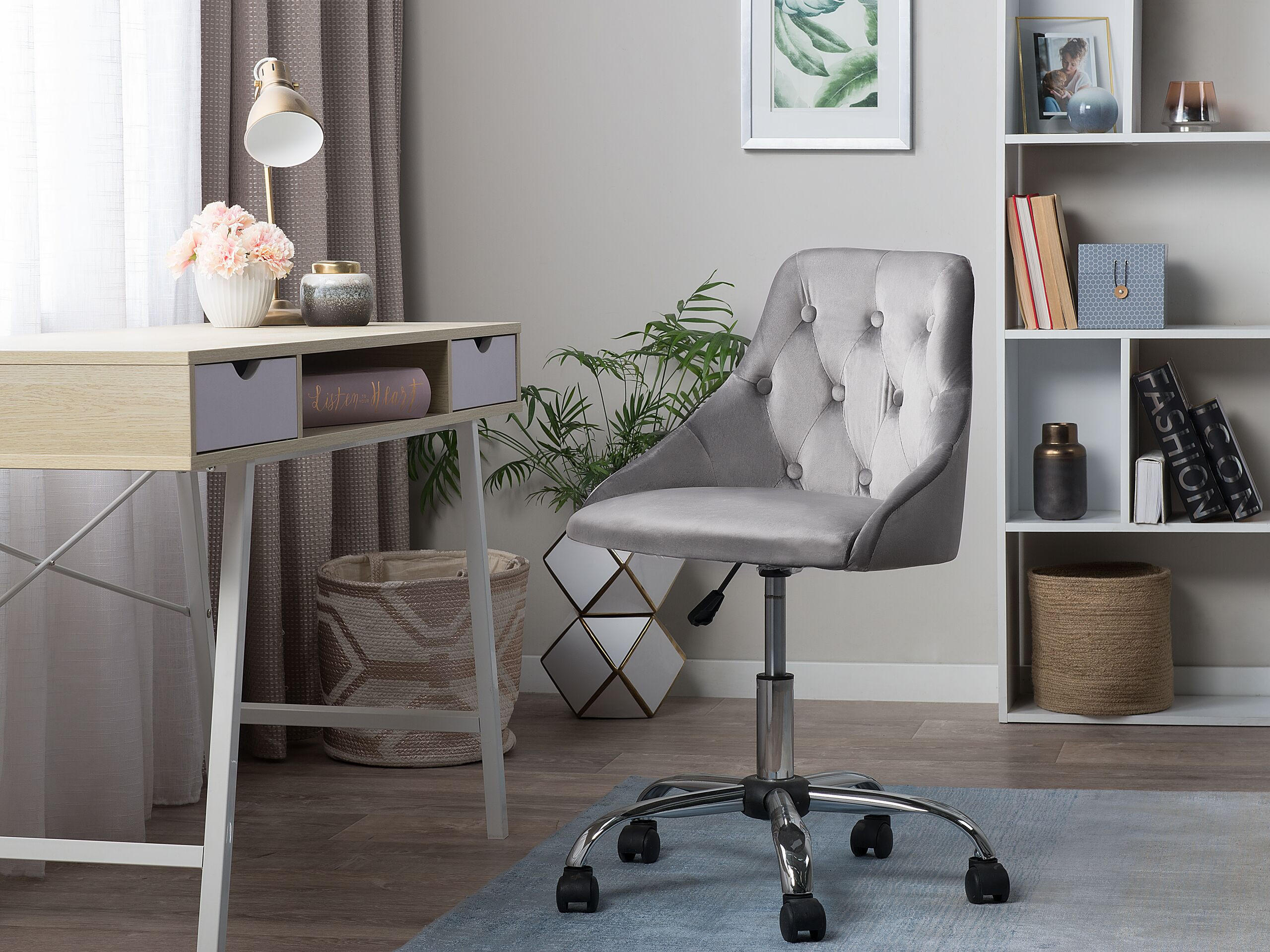 BÜRODREHSTUHL Polyester Grau Parrish - Grau, Textil/Metall (60/75/60cm) - Beliani