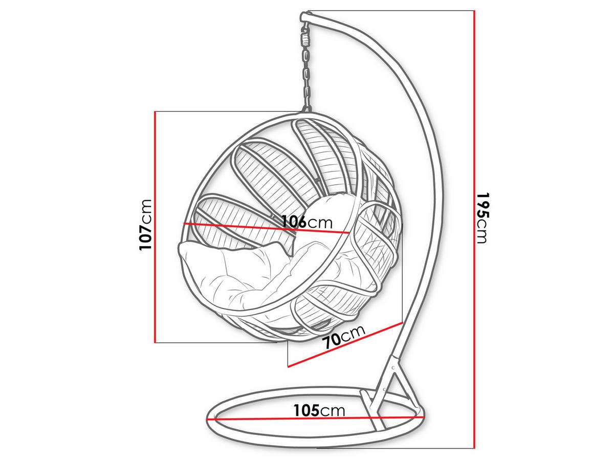 HÄNGESESSEL Floressa - Beige, Metall (106/195/105cm) - MIRJAN24