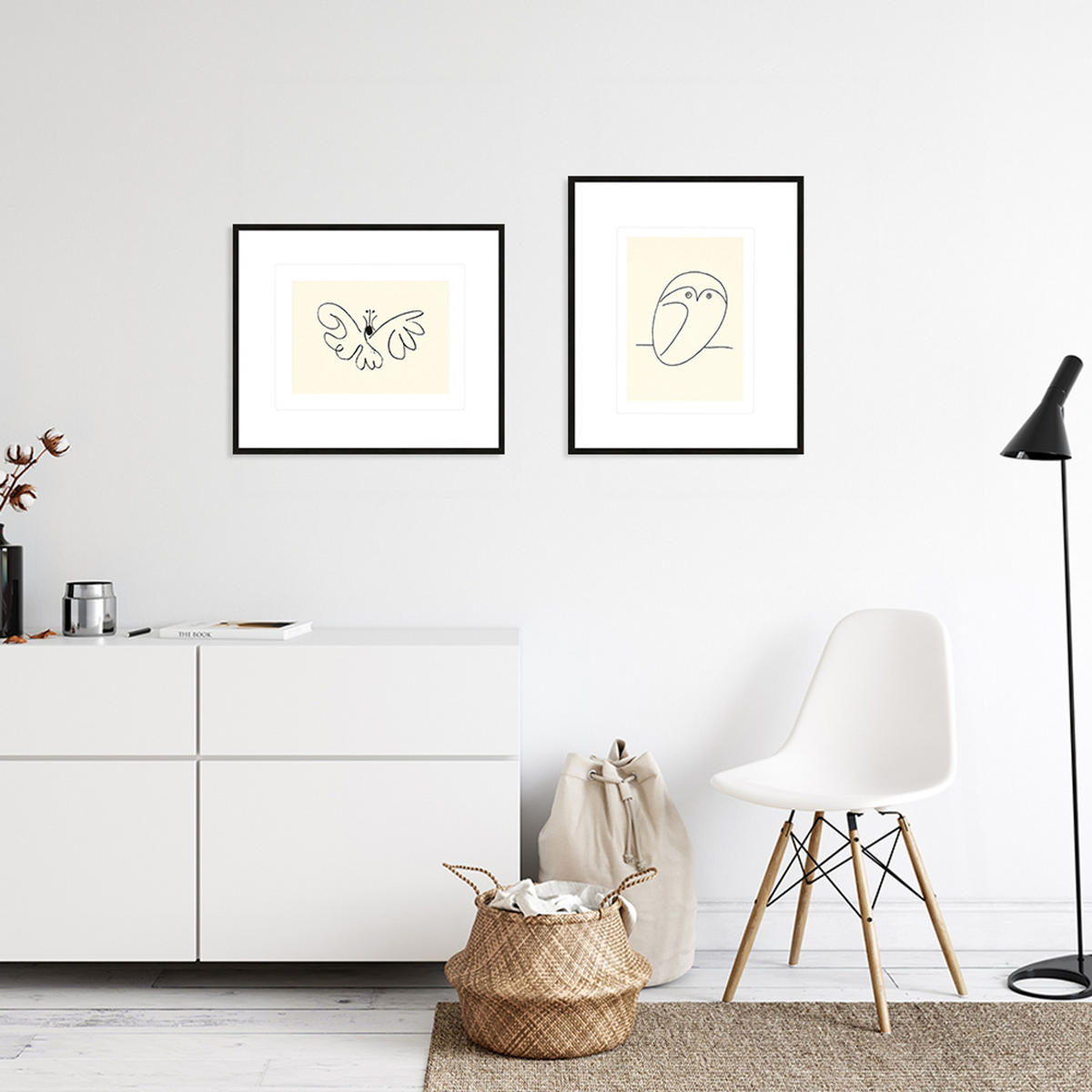 BILD gerahmt 53x63 cm Pablo Picasso „Eule“ - Weiß, Holz (53/63cm) - artissimo