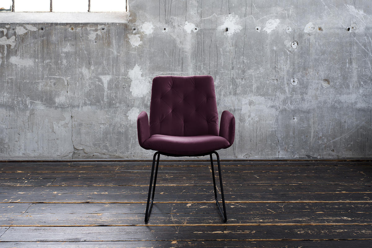 ESSZIMMERSTUHL NEW CHARME Violett Velvet (1er-Set) - Violett, Textil (59/87/66cm) - KAWOLA