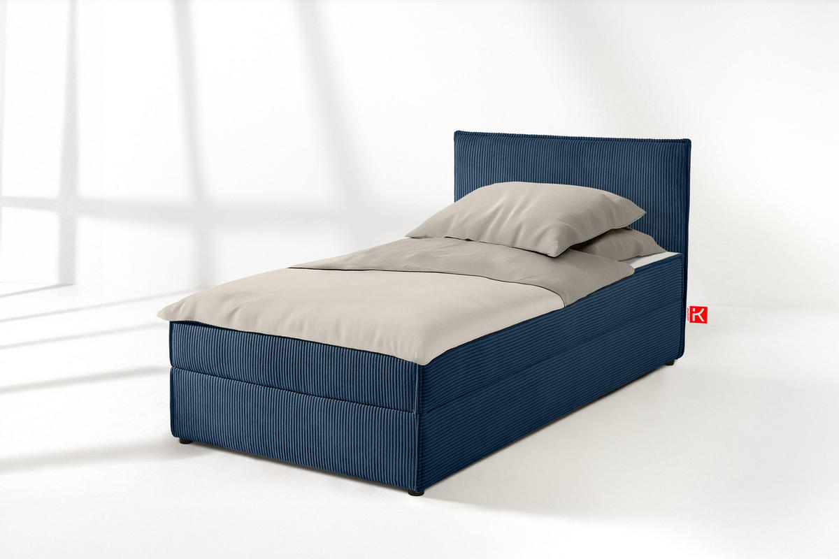 BOXSPRINGBETT ROTI Einzelbett, marineblau - Schwarz/Dunkelblau, Holz/Holzwerkstoff (100/200cm) - KONSIMO®