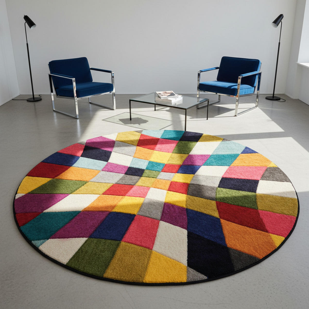 TEPPICH Geometrisch-Design, hochdicht, mit Jute-Rücken MEON KARL, Multi 160x160 cm - Multicolor, Textil (160/160cm) - KADIMA DESIGN