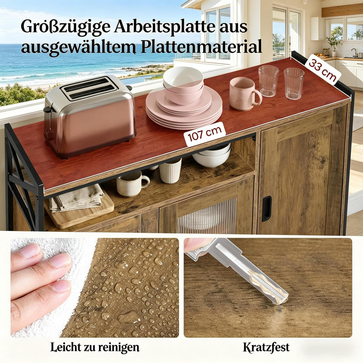 ANRICHTE Braun 110/33/75 cm - Braun, Holz (110/75/33cm) - PANGIVO