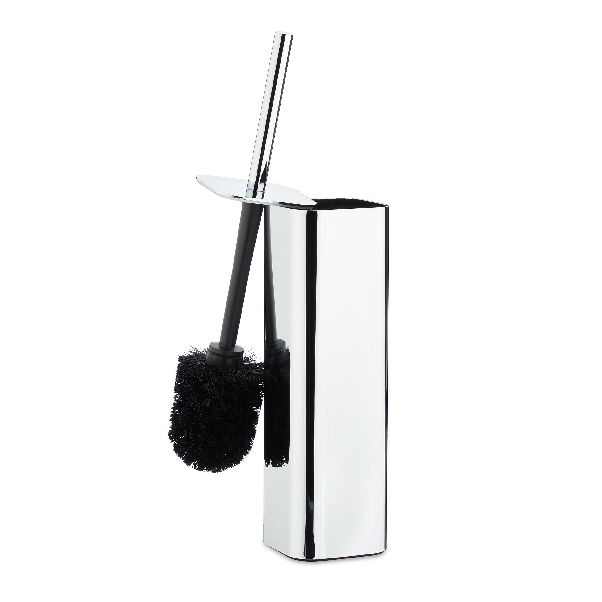 WC Bürstenhalter - Silberfarben, Metall (8/38.5/8cm) - Relaxdays