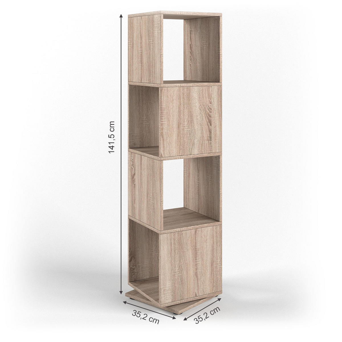 DREHREGAL Sonoma 35.2 x 144.2 cm - Sonoma Eiche, Holzwerkstoff (35.2/144.2/35.2cm) - Vicco