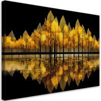 WANDBILD waldgoldene landschaftsabstraktion - Goldfarben, Textil (60/40cm) - Feeby