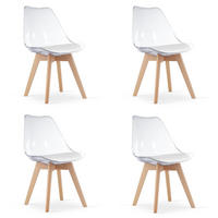 ESSZIMMERSTUHL 4-er Set RIKX transparenter Sitz, natürliche Beine - Transparent/Naturfarben, Kunststoff (49/82/43cm) - Valora