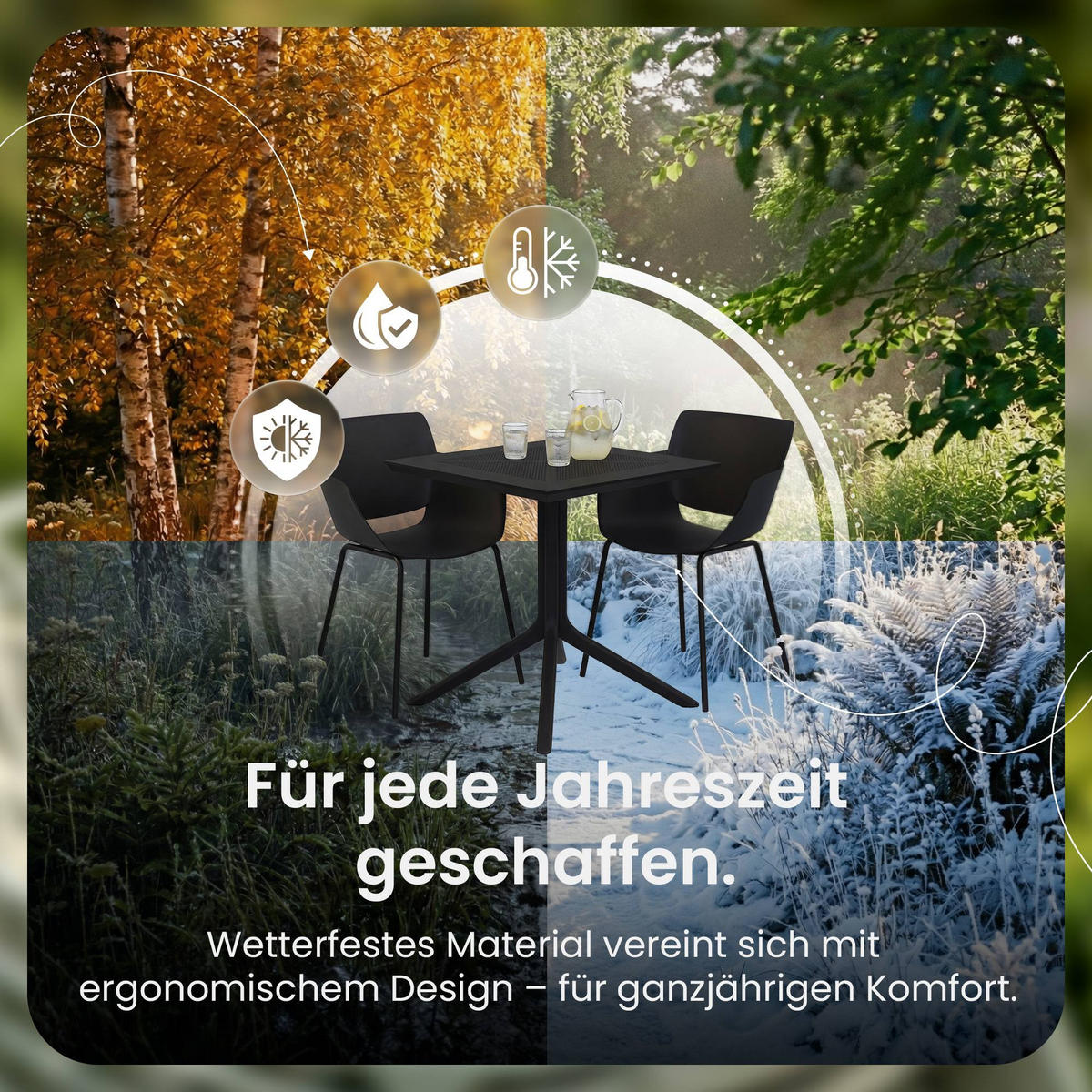 GARTENSITZGRUPPE 2 Kunststoff Schwarz - Schwarz, Kunststoff - CLP
