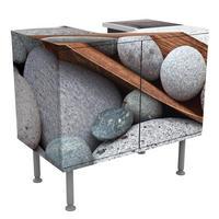 WASCHBECKENUNTERSCHRANK Stillleben mit grauen Steinen 60/55/35 cm - Grau, Holzwerkstoff (60/55/35cm) - Bilderwelten