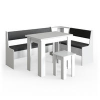 ECKBANKGRUPPE Roman Weiß 180 x 41.5 cm mit Tisch - Anthrazit/Weiß, Holzwerkstoff (180/80/120cm) - Vicco