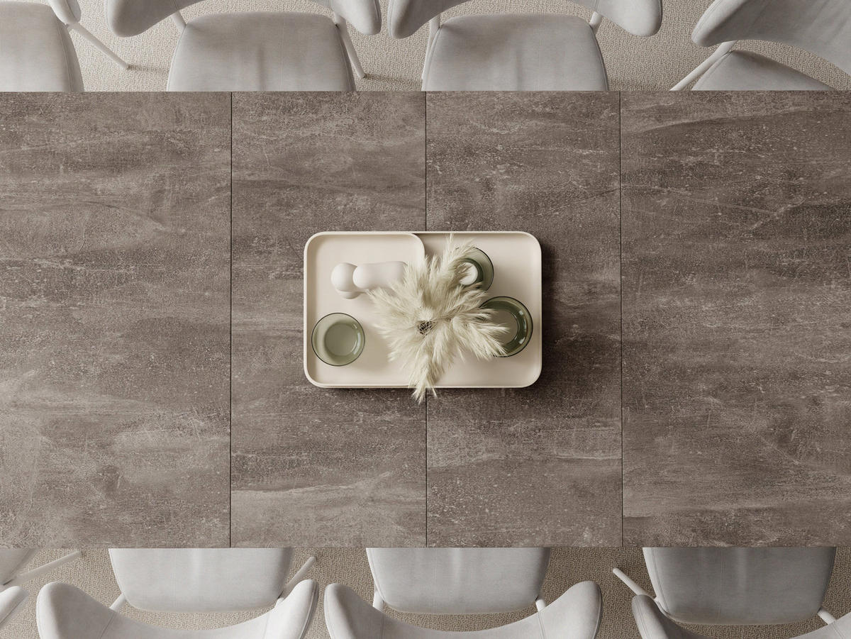 ESSTISCH Elan rechteckig ausziehbar verlängerbar mit Schwarzen Metallbeinen, Beton Dunkelgrau 180-270/90/76 cm - Dunkelgrau/Schwarz, Holzwerkstoff/Metall (90/270/76cm) - WFL GROUP