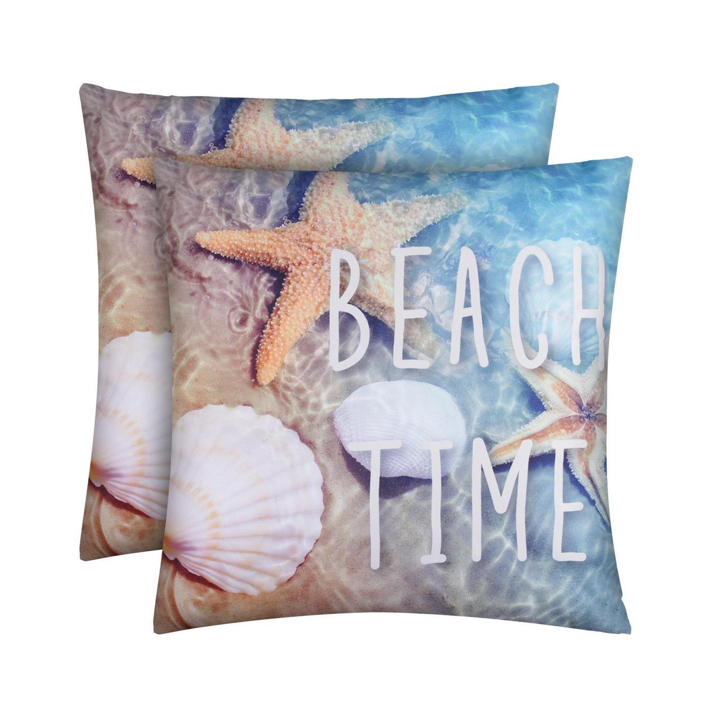 OUTDOORKISSEN 45x45 cm wasserabweisend "Beach Time" 2er-Pack - Hellblau, Kunststoff (45/45cm)