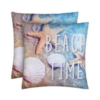 OUTDOORKISSEN 45x45 cm wasserabweisend "Beach Time" 2er-Pack - Hellblau, Kunststoff (45/45cm)