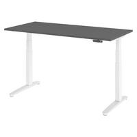 SCHREIBTISCH elektrisch XBHM 80/160/74 cm in Graphitfarben/Weiß/Alu poliert - Graphitfarben/Weiß, Holzwerkstoff (80/160/74cm) - bümö