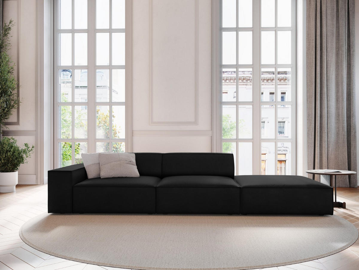 SOFA Jodie aus Samt schwarz 3 Sitzplätze - Schwarz, Textil (262/70/102cm) - Micadoni