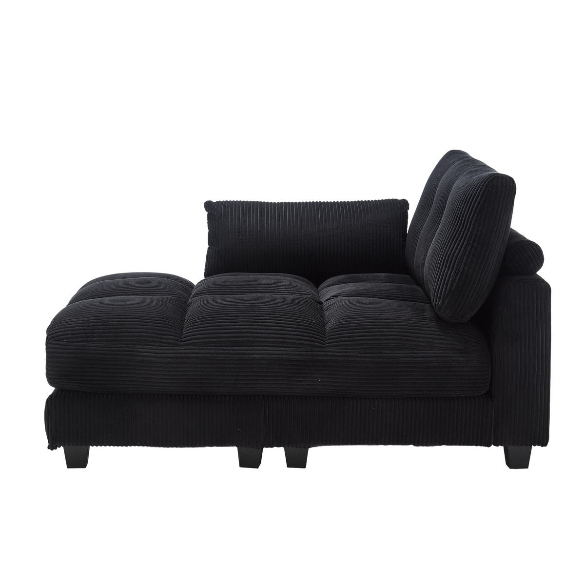 SESSEL 1-Sitzer in Schwarz aus Cord 140/112/81 cm mit USB - Schwarz, Holzwerkstoff/Kunststoff (112/81/140cm) - CHICFURN
