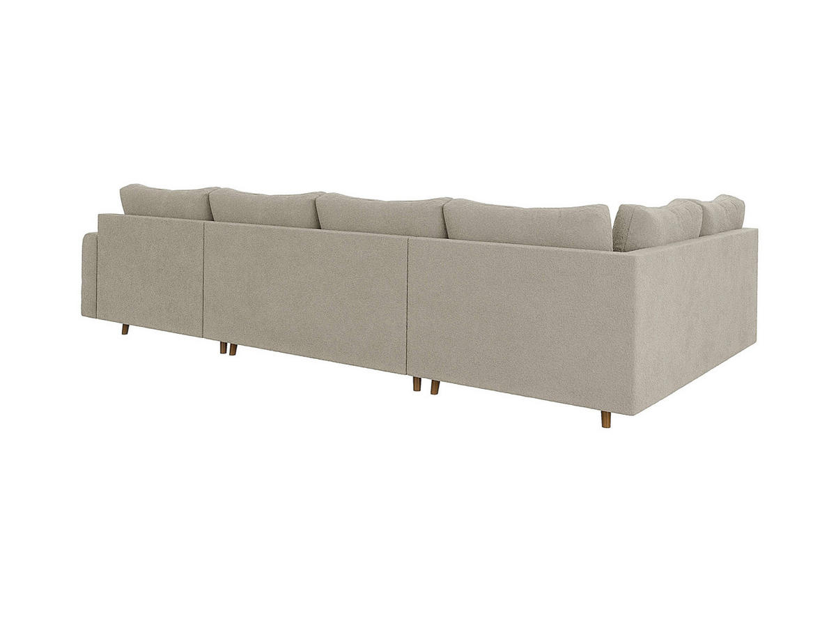 WOHNLANDSCHAFT inkl. Hocker Henrik Beige Boucle - Beige/Braun, Holz/Textil (310/81/161cm) - S-Style Möbel