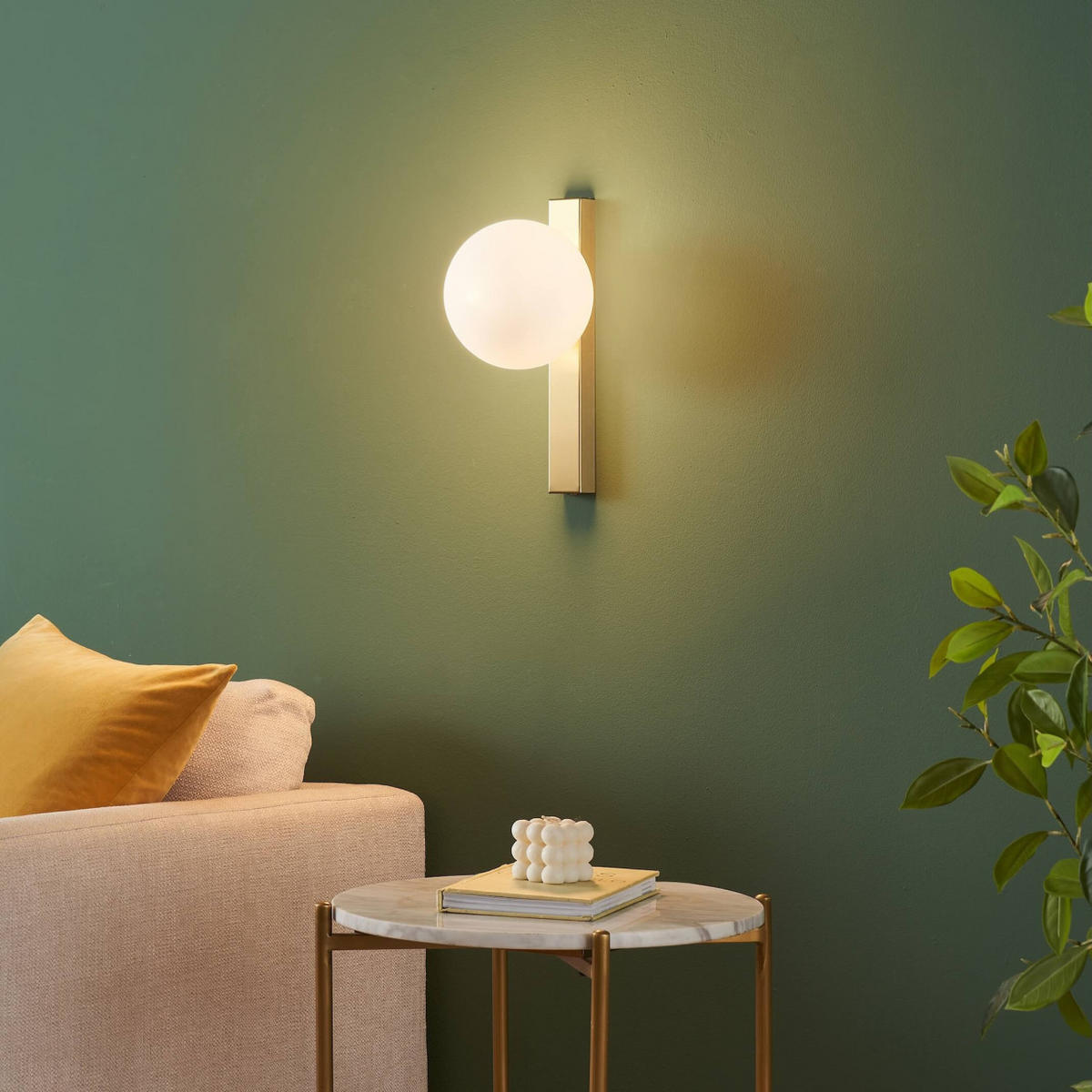 WANDLEUCHTE Noava, Messing und Weiß, 30cm - Messingfarben, Glas (4/30/18cm) - KOSILUM