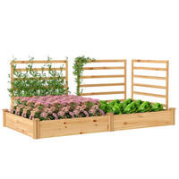 HOCHBEET DE-05397 Mit 3 Spalieren, Trennwand Natur - Naturfarben, Holz (240/102/125cm) - ComfortXL