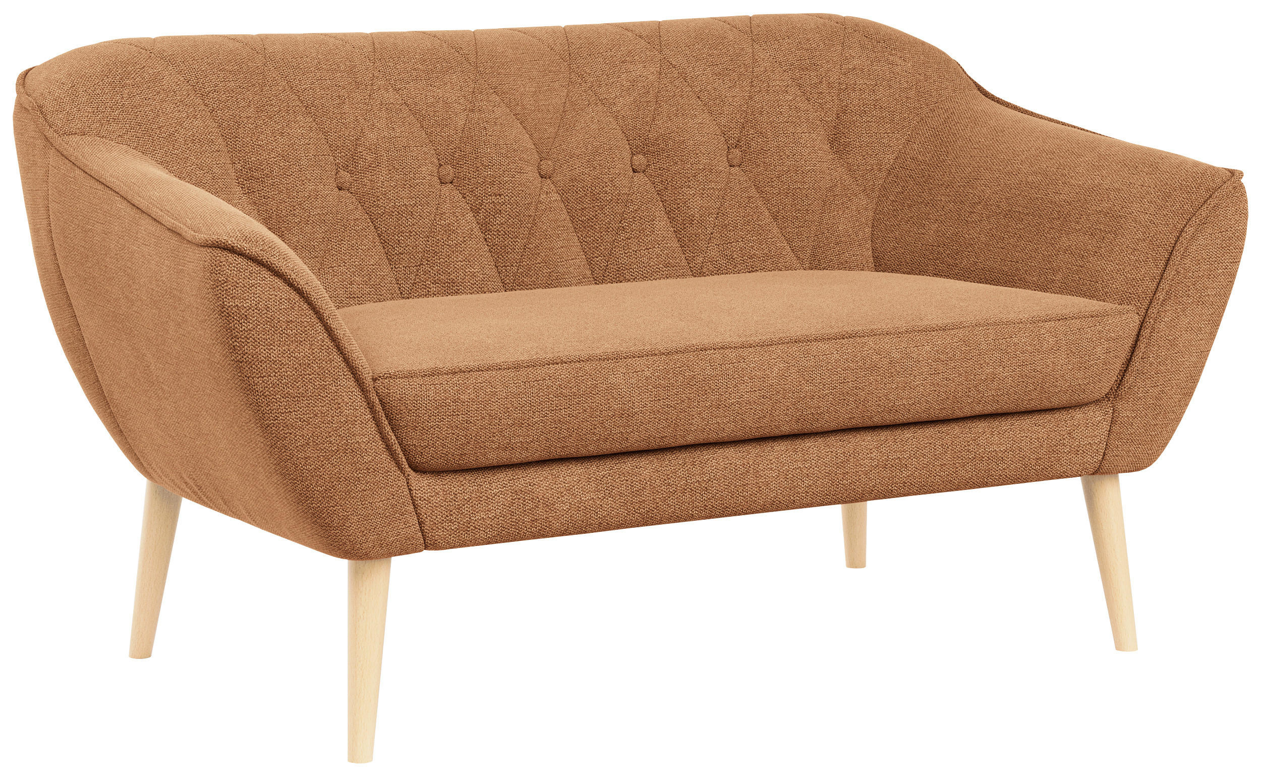 SOFA Pirs 2 Sitzer Strukture Orange - Orange/Braun, Holz/Textil (140/75/74cm) - MKS