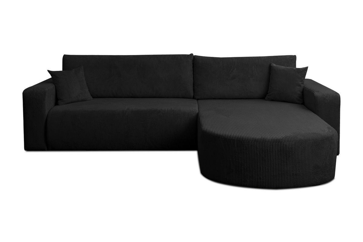 ECKSOFA mit Schlaffunktion Tokio, Schwraz Cordstoff - Schwarz, Textil (275/170cm)