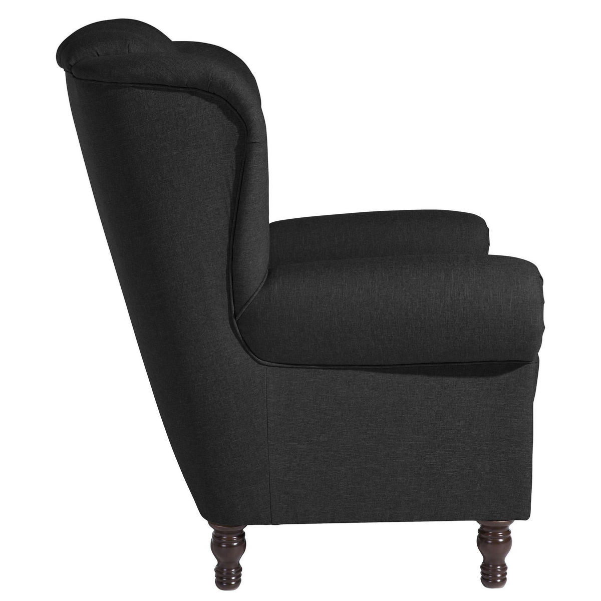 OHRENBACKENSESSEL Katreen Bezug Flachgewebe Buche nussbaum dunkel / schwarz - Schwarz, Kunststoff (91/101/90cm) - 58aufmkessel