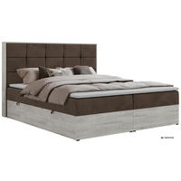 BOXSPRINGOVÁ POSTEĽ ALNOR 200/200 Hnedá Samet - Topper Visco - H3 (stredne tvrdý) - hnedá/čierna, textil/plast (200/200cm) - MKS