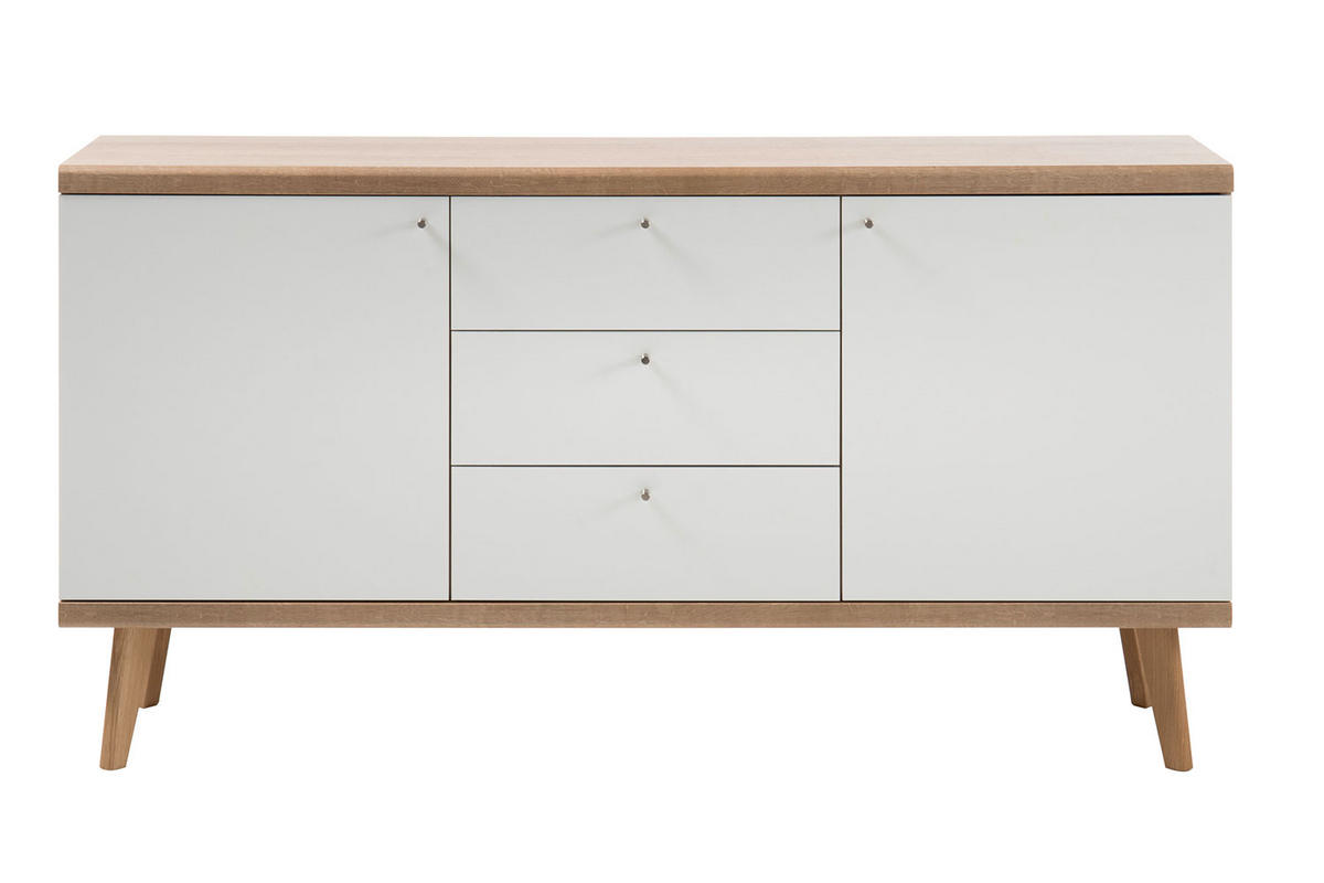 SIDEBOARD Merle Eiche Riviera / weiß 160 / 40 / 83cm - Eichefarben/Weiß, Holzwerkstoff (160/83/40cm) - Feldmann-Wohnen
