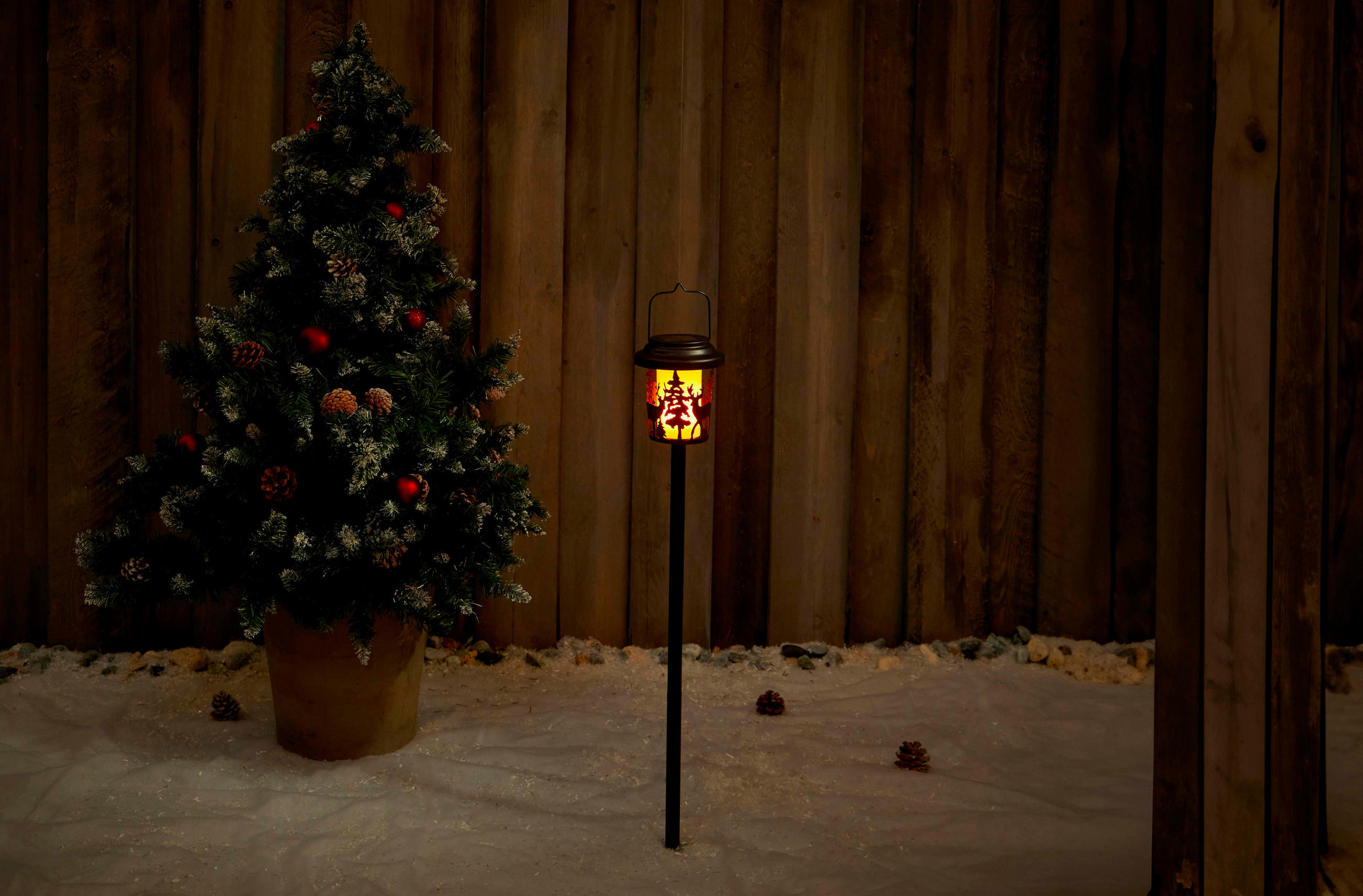 SOLAR-WEIHNACHTS-GARTENLEUCHTE 2in1 Garten Laterne Deko Tischleuchte Dämmerungssensor IP44 Metall Rentier - Weiß, Kunststoff (12/12/80cm) - Northpoint