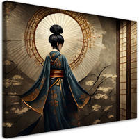 LEINWANDBILD Japanische Geisha 90x60cm - Braun, Textil (90/60cm) - Feeby
