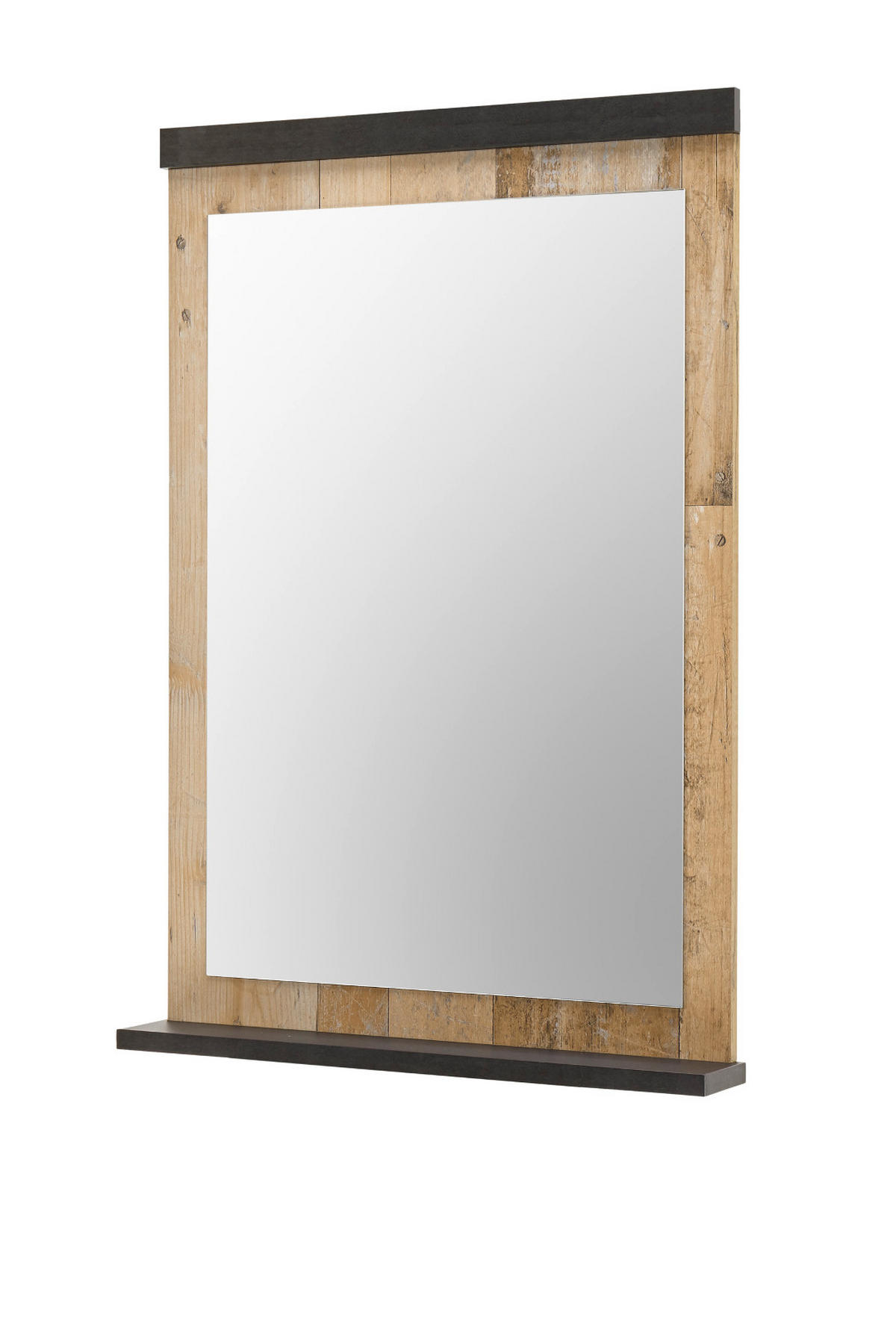 GARDEROBENSPIEGEL Used Wood hell, anthrazit, Wandspiegel mit Ablage 66 x 95 cm - Eichefarben/Anthrazit, Holzwerkstoff (66/95/10cm) - Furn.Design