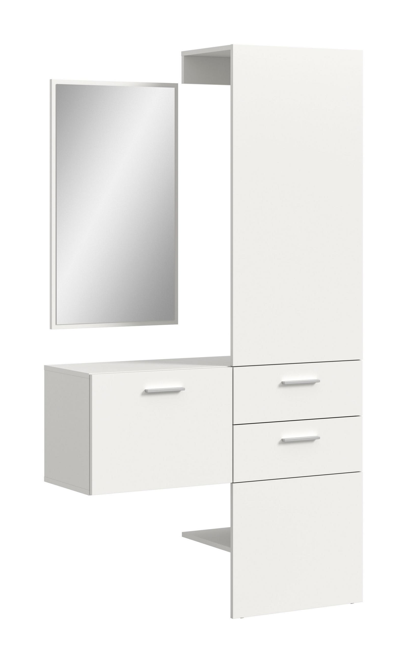 GARDEROBEN-SET VAGA 3-tlg. (B/H/T: ca. 104/190/36 cm) in weiß/weiß - Weiß, Holzwerkstoff (104/190/36cm)